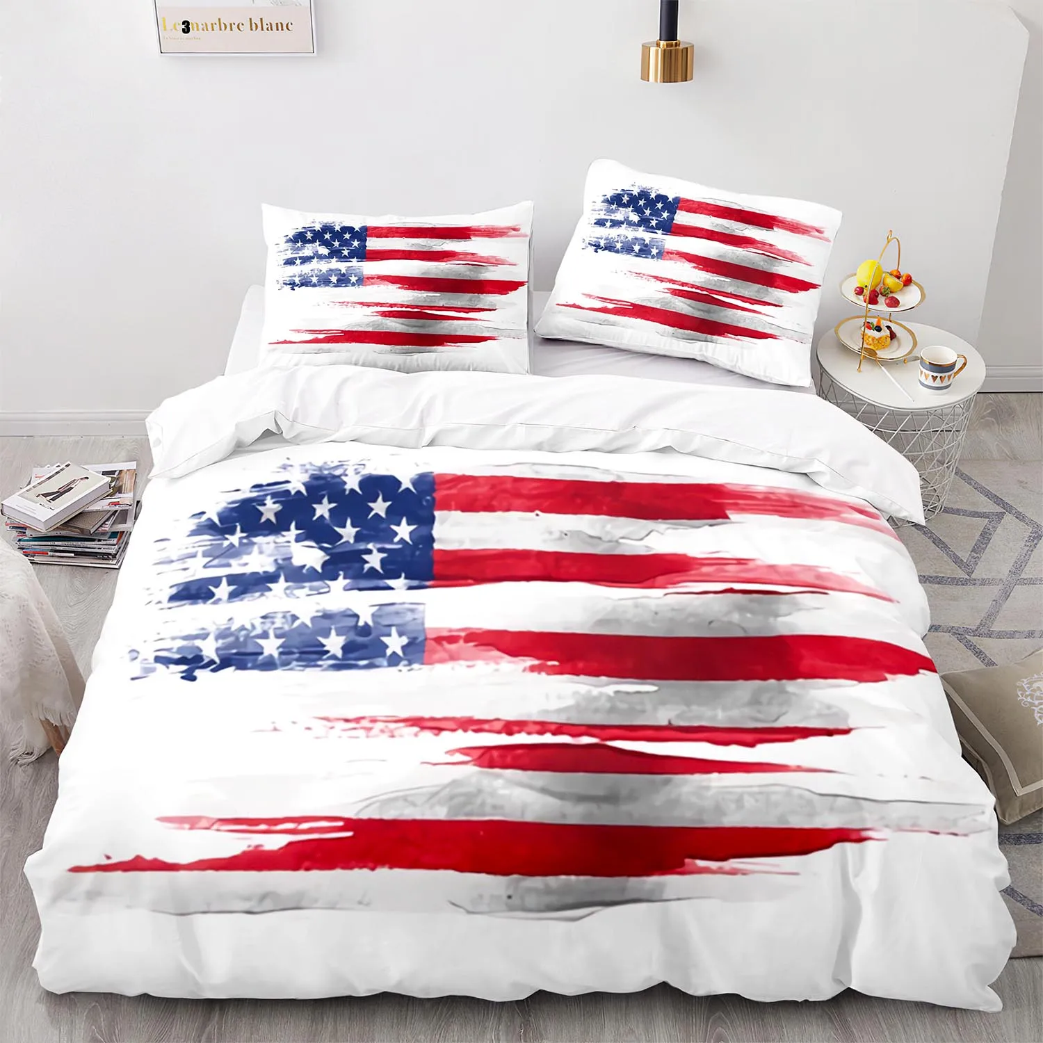 New USA Flag Bedding Set Single Twin Full Queen King Size United States Bed Sets American Aldult Kid Bedroom Duvetcover 09 | Дом и сад