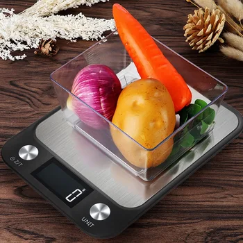 

LCD Display Kitchen Scale 5/10kg/1g Multi-function Digital Food Scale Stainless Steel Weighing Food Scale Cooking Tools Balance