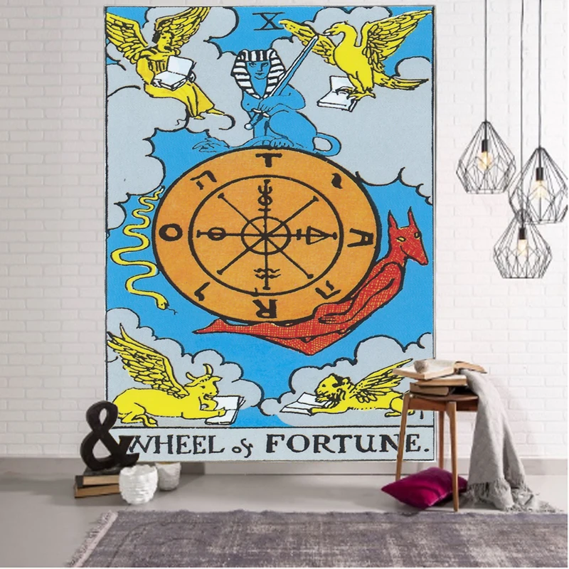 Tapiz de decoración de cartas de Tarot, cubierta de pared de mandala, brujería, tapiz colgante para el hogar, sala de estar, dormitorio