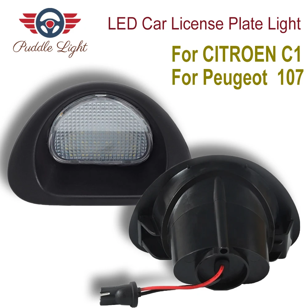2шт белый светодиодный светильник номерного знака для CITROEN C1 2005-2013 peugeot 107 2005- авто аксессуар