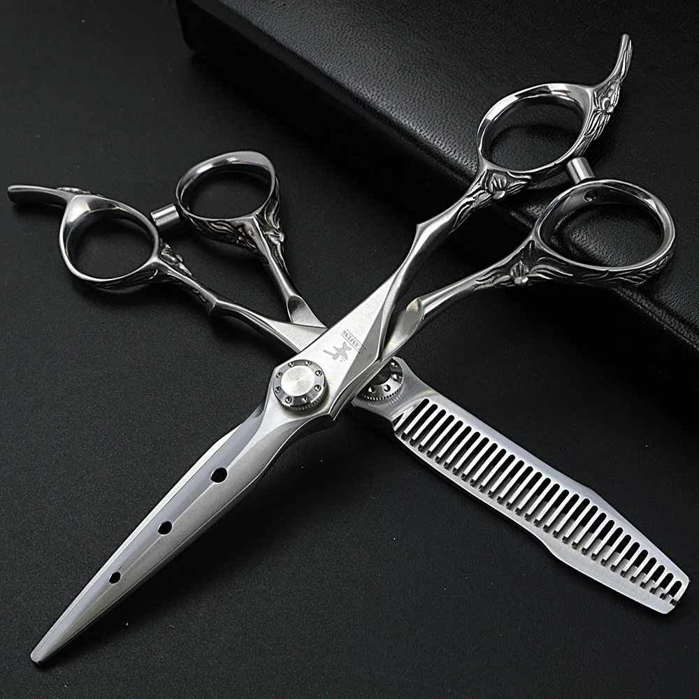 6 дюймов матовые японские 440C ножницы для стрижки волос и филировочные ножницы парикмахерские ножницы высокое качество Парикмахерские ножницы - Цвет: set