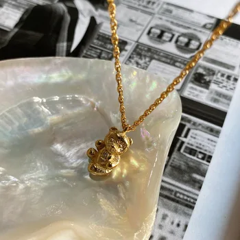 

Timeless Wonder 925 Sterling Sliver Cute Solid Bear Chains Necklace Women Jewelry Gothic Hip Hop Boho Top Unique Gift Kpop 2121