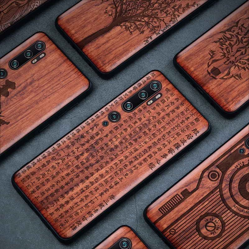 Чехол Carveit для Xiaomi Mi Note 10 противоударный 3D-чехол из натурального дерева с мягкими