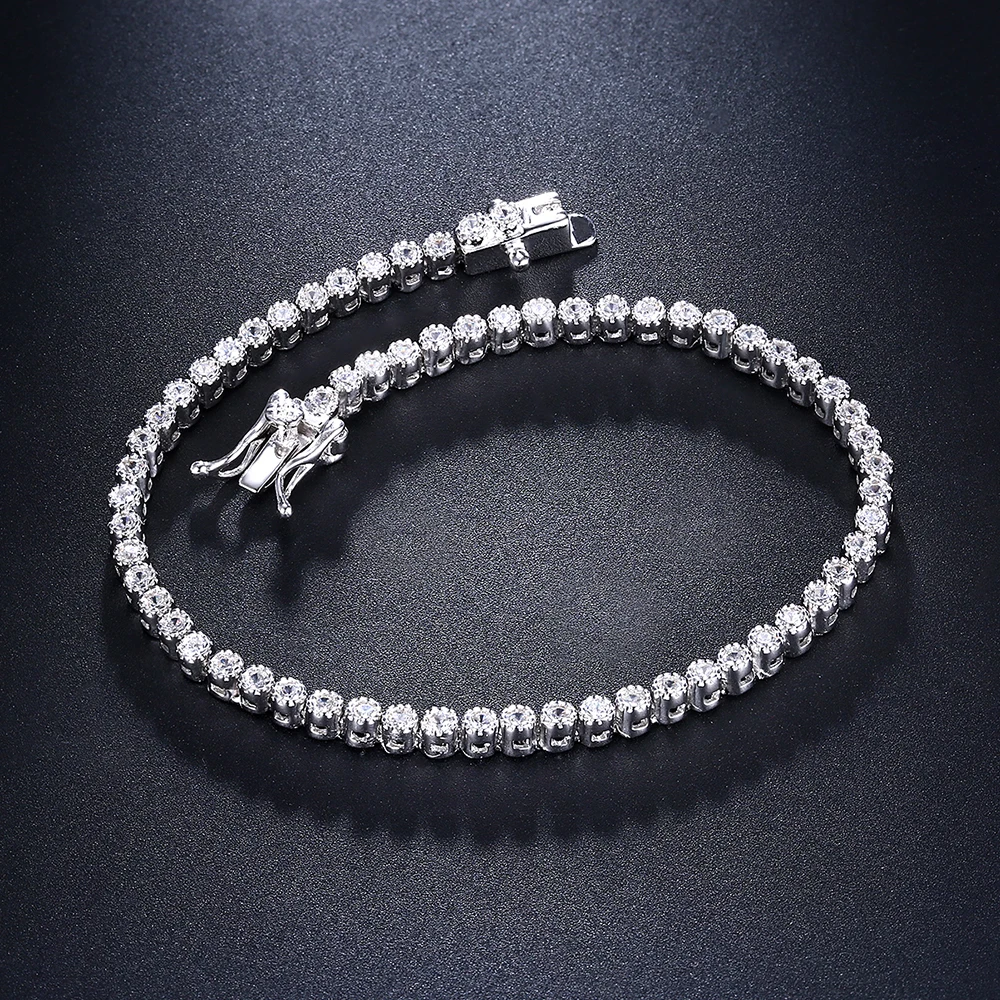 Made By Real Sterling Silver 17-19 CM Tennis Bracelets Jewelry Setting 2mm Stunning Zircon Luxury Solid 925 Jewellery