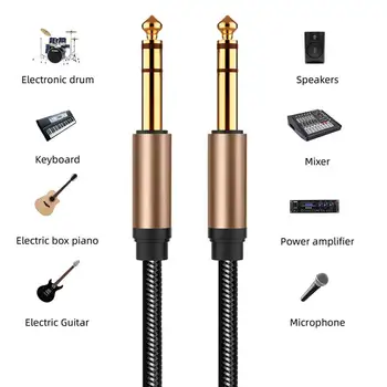 

6.5mm Braided Nylon Audio Cable For Guitar Mixer Amplifier 6.35 Male To Male Auxiliary Cable AUX Cable