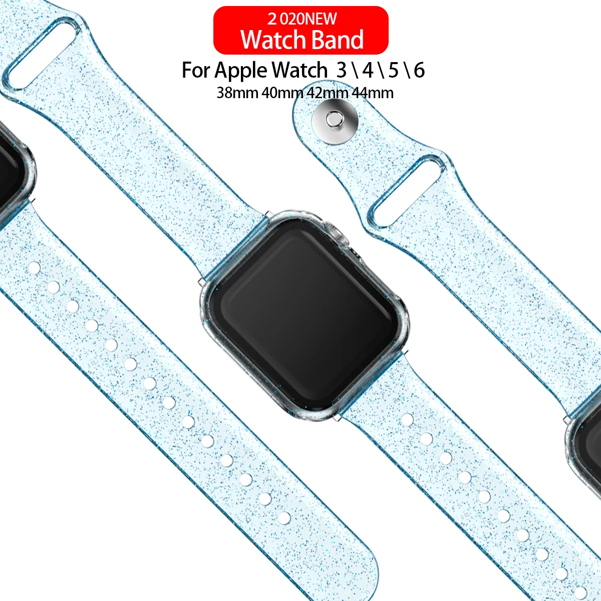 Soft Silicone Bands for Apple Watch Strap 45mm 41mm 44mm 40mm42mm38mm Glitter Women Sports Wristband for iWatch 7/6/5/4/3/2/1/SE