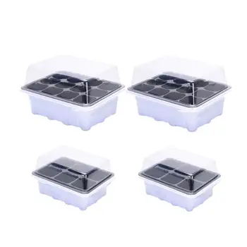 

4 Pcs Seedling Tray Sprout Plate 6/12 Cells Nursery Pots Tray with Transparent Lids Box for Gardening Bonsai DIY