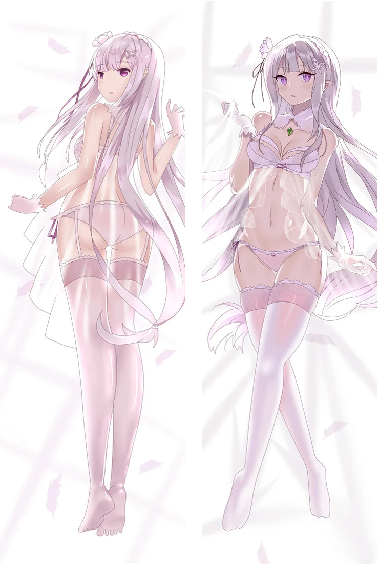 DKISEE Soft Body Pillow Case Emilia Re Zero:Starting Life in Another World Hugging Body Case 13X39