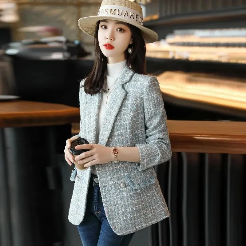 Women Tweed Suit Jackets Runway 2022 Autumn Fashion High Quality