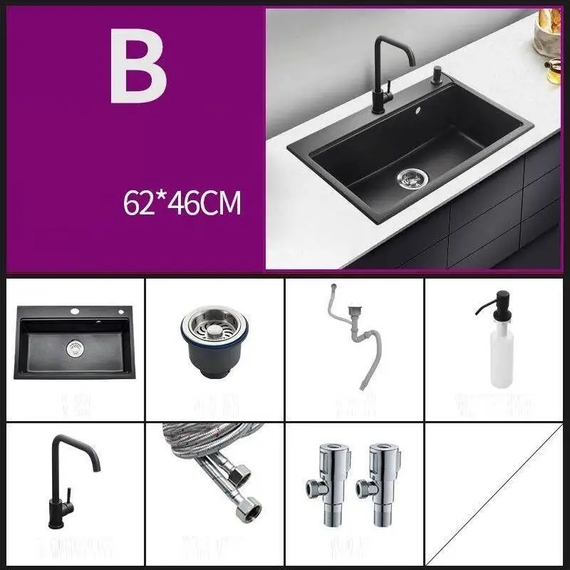 Number 4 Banheiro Black Afwasbak Waschbecken Dissipador портативная кухонная раковина Lavello Cucina Fregadero Cuba Pia Cozinha Lavabo для мытья посуды - Цвет: Number 4