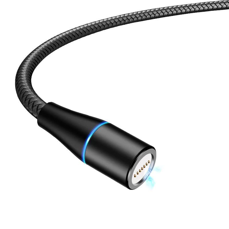 Black Cable No Plug 5А 3 в 1 быстрый Магнитный кабель для зарядки телефона USB шнур для Micro USB iPhone samsung type C 1 м светодиодный телефон планшет зарядка и синхронизация данных - Цвет: Black Cable No Plug
