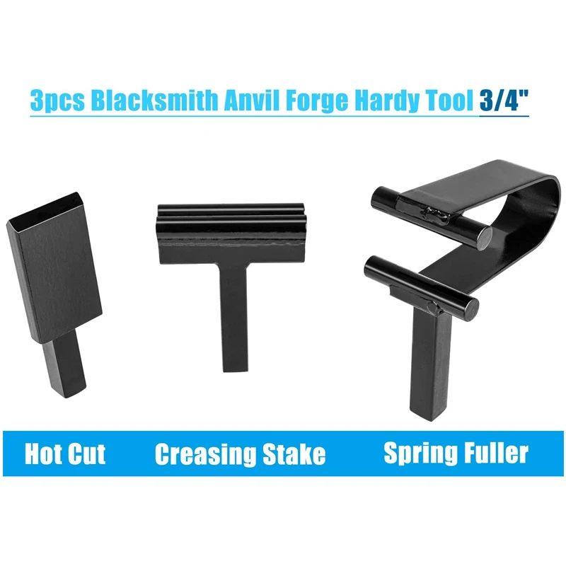 3/4 Inch Blacksmith Anvil Hardy Tool Set Hot Cut Creasing Stake Fuller set.  