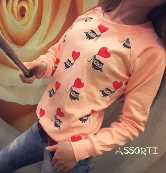 

Love heart cartoon Hoodies Sweatshirts 2019 Women Casual Kawaii Harajuku Fashion Punk for Girls Clothing European Tops Korean