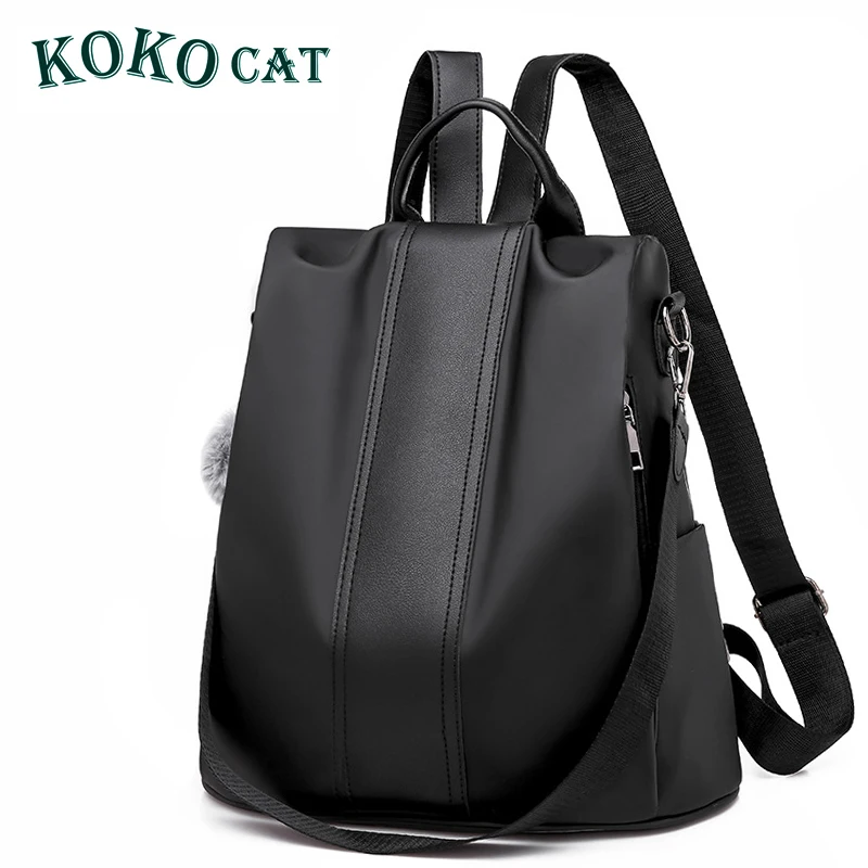 

Koko Cat Women Backpack Purse Waterproof Nylon Anti-theft Rucksack Lightweight School Shoulder Bag Leather Mini Backpack