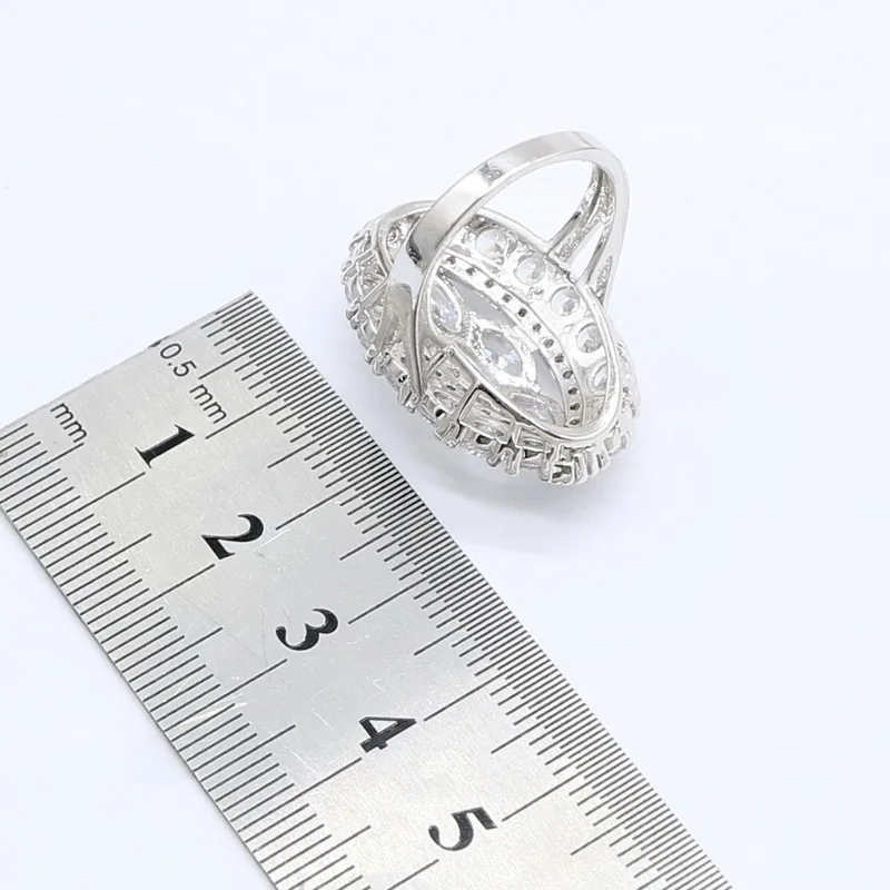 Белый Цирконий 925 серебряные свадебные комплекты украшений для женщин браслет серьги ожерелье кулон кольцо подарок на день рождения