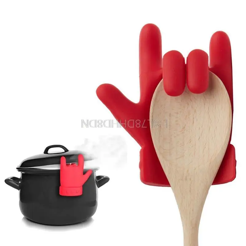 Kitchen Silicone Pot Clip Lid Lifting Gadget Spoon Holder Steam