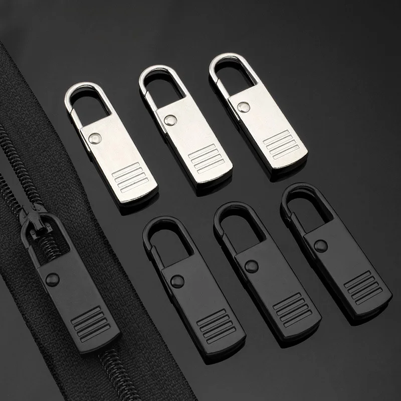 Automatic Zipper Head Black White Color Large Ring Shape Perfect Clothes Accessory Ornament 20Pcs Zipper Sliders Black