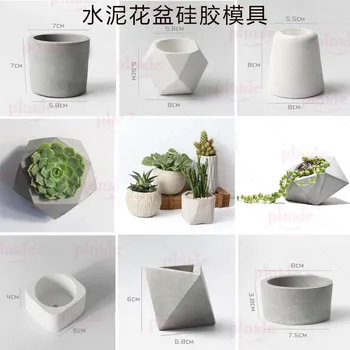 

Silicone Pot Molds Form Arts Craft Polygon Moulds DIY Succulent Flowerpot Clay Plaster Gypsum Mold 3 Holes Concrete Mould