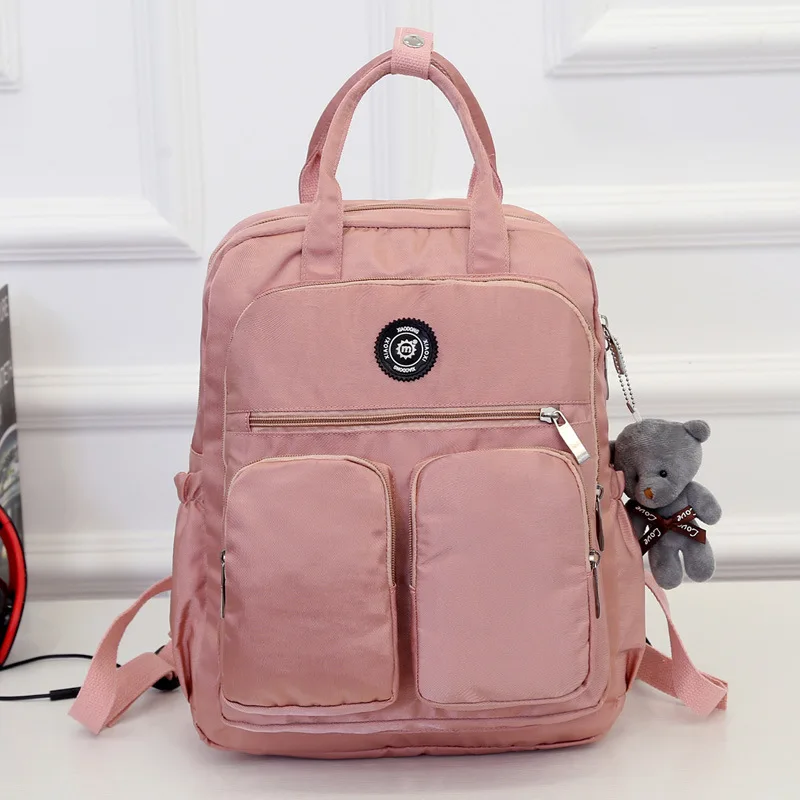 LAMMEI Модный женский рюкзак Водонепроницаемый нейлон мягкая ручка твердый дорожный с молнией Mochila Feminina Sac Dos школьные сумки - Цвет: Pink