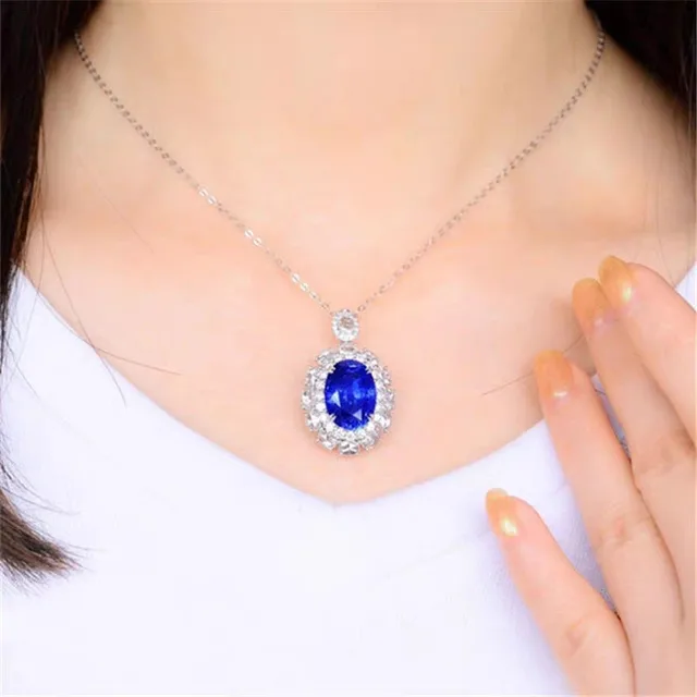 K18サファイア1.75ctツユ 5個付花型ペンダント ダイヤモンド0.03ct 