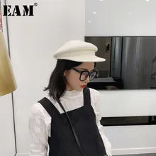 [EAM] женские шерстяные шляпы для рыбалки черного цвета, Круглый купол, темперамент, мода, весна-осень JZ480