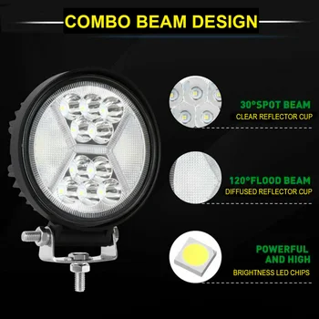 

White Work lights Waterproof Replacement LED Lamps DC 9-32V Set Round Car