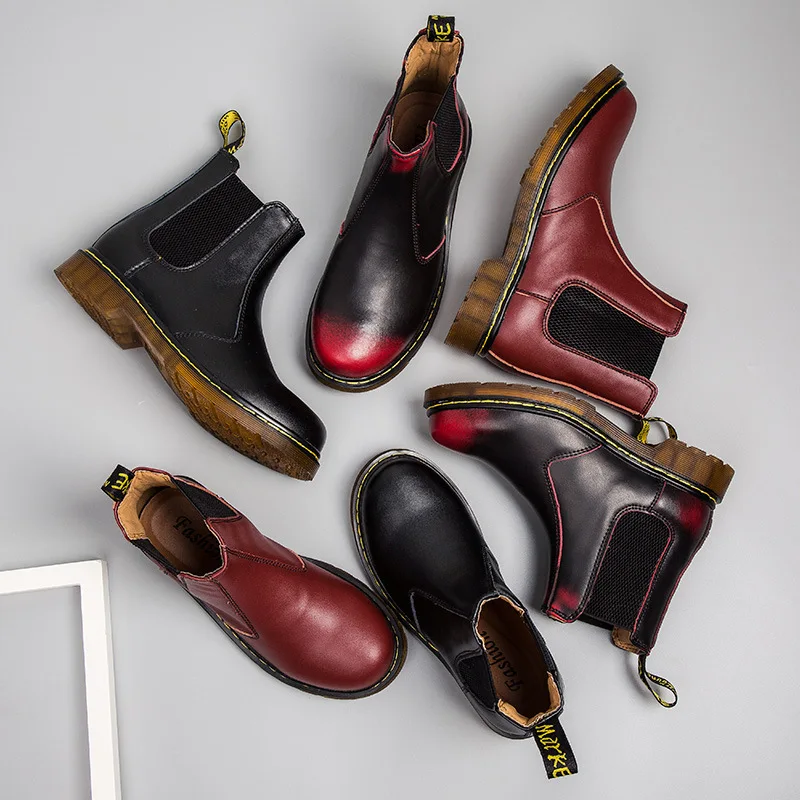 

20 Spring And Summer Fashion Week Catwalk Models Ozhouzhan MEN'S SHOES Classic Short Boots Unisex Style Chelsea Boots Top Grade