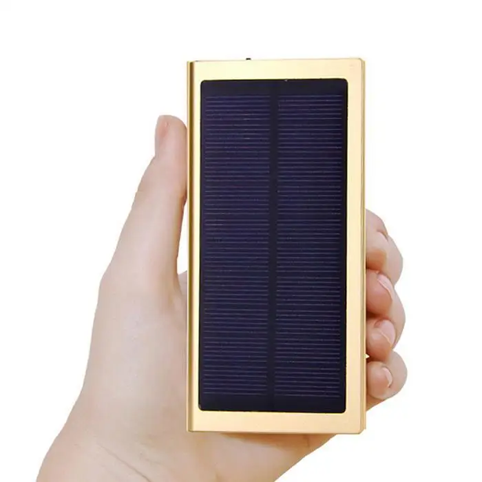 Solar Power Bank 20000mAh Dual USB Portable Charger Ultra-thin External Battery Cell Phone Powerbank For Xiaomi iPhone Samsung