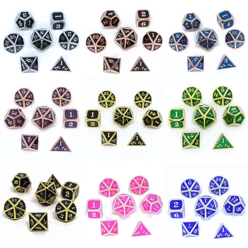 

rpg dice polyhedral sets metal dnd dungeons and dragons table games Zinc alloy Light Pink dices digital pattern d20 10 8 12 bag