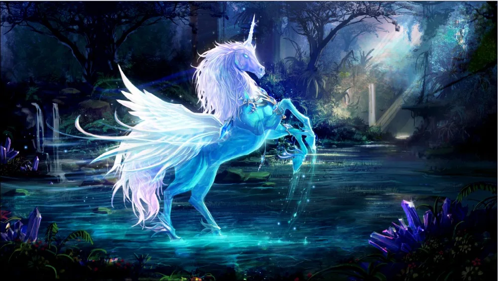 5x7FT Sunlight Dark Forest Swamp Fairy Tale Unicorn Horse Custom Photo Studio Backdrop Background Vinyl 220cm x 150cm | Электроника