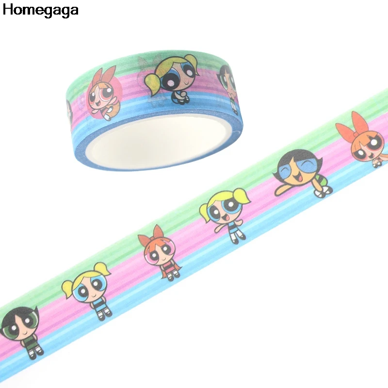 20 шт./лот Homegaga Powerpuff девушки Забавный альбом мода мультфильм васи клейкие ленты diy Скрапбукинг клейкие печатные детские наклейки D2019