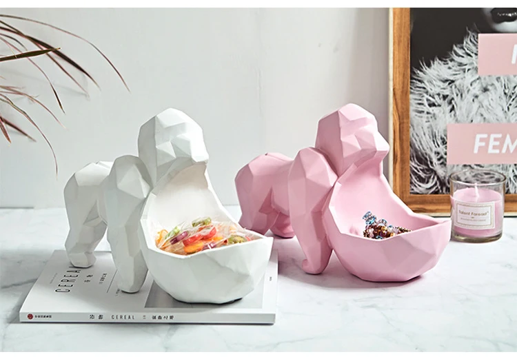 Home Decor Statue 3D Big Baboon Sculpture Modern Room Table Decoration Multifunction Storage Box Candies Jewelry Keys Storage (2)