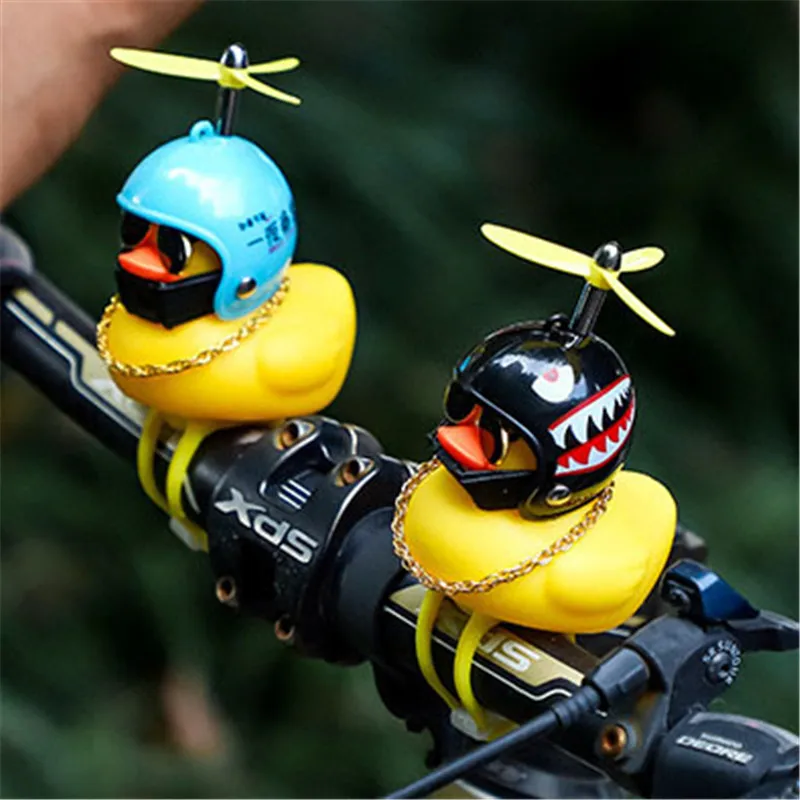 ขนาดเล็กจักรยานสีเหลืองเป็ดจักรยาน Bell Luminous Airscrew หมวกกันน็อกเป็ด Ducky จักรยานลมมอเตอร์ขี่จักรยานไฟ Horn