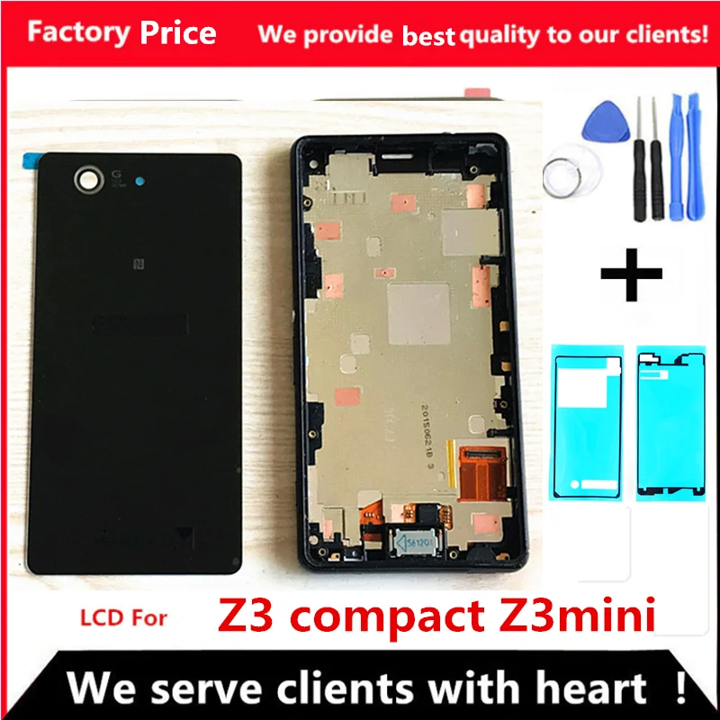 

Sony 4.6 inch LCD display For Sony Xperia Z3 compact D5803 D5833 Digitizer Sensor Z3 mini Assembly LCD with Frame back cover