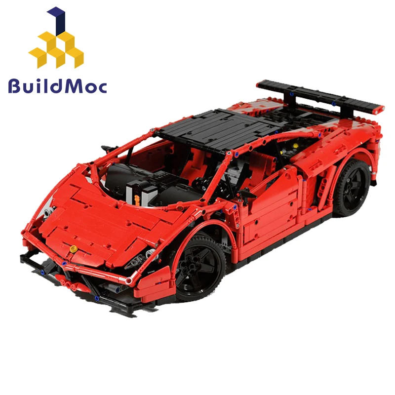 BuildMoc для MOC Lamborghini Audi R8 V10 Ferrarii 458 Строительные блоки Набор игрушек DIY развивающий подарок для детей на день рождения - Цвет: C21702 No motor