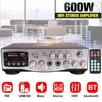 

220-240V 600W Audio Power Amplifier 2CH Home Theater Amplifiers HIFI Stereo Sound System Subwoofer Support FM With RemoteControl