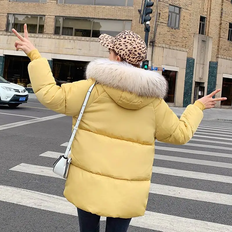 Winter Women Large Fur Collar Down Coat Wadded Jacket Female Padded Coats Women Thickening Parkas Y6