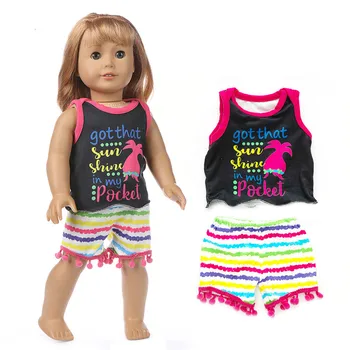 

Doll Clothes Accessories Baby New Born Fit 18 inch 43cm Spring Summer Short Shirt, Shorts School Season Ball Suit For Baby Gift