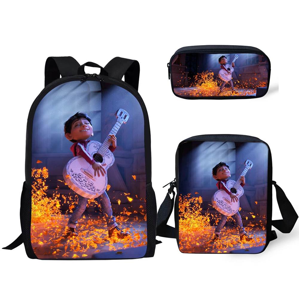 HaoYun 3 шт./компл., детский рюкзак с рисунком Коко, детские школьные сумки с музыкальным принтом черепа, Подростковая книга-сумка, рюкзак дорожная сумка