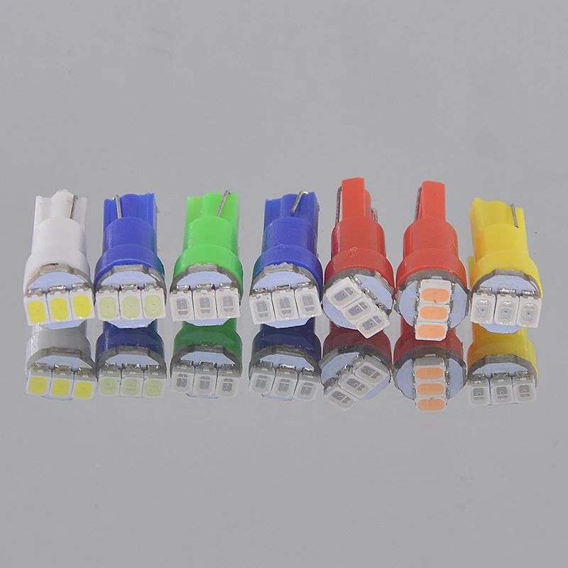 100 x T5 светодиодный 12516 W1.2W лампа для салона автомобиля 3 1206 SMD датчик прибора Авто лампы 12V Атмосфера декоративные лампы