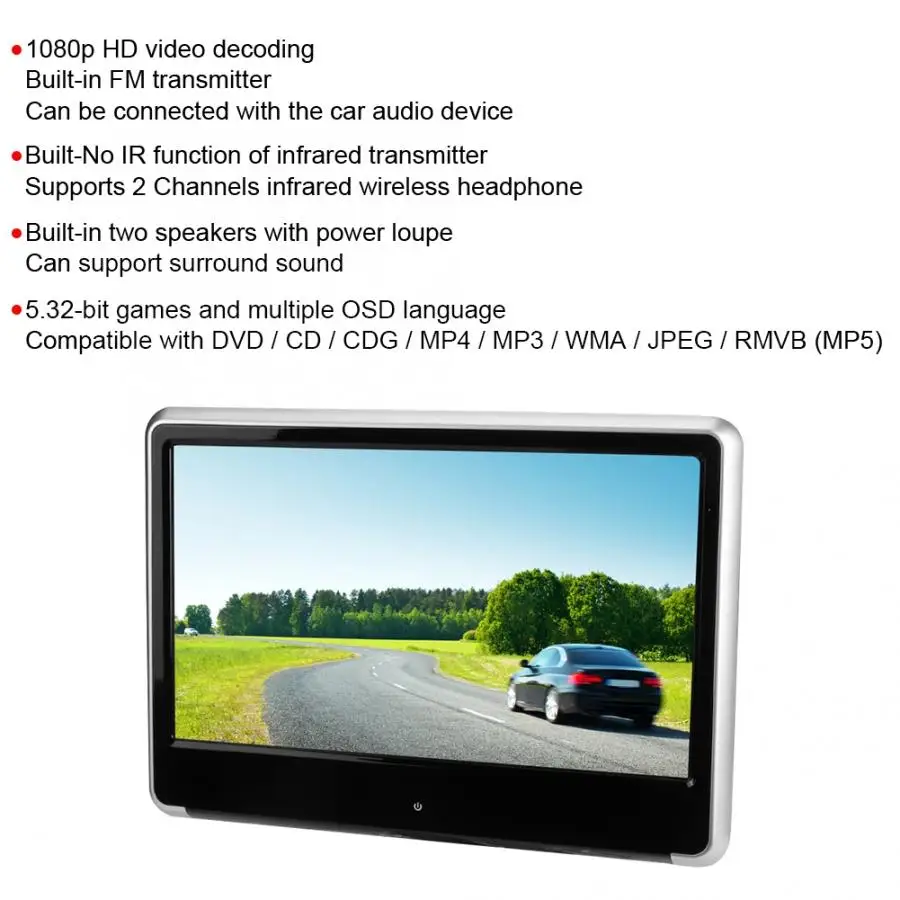 Сенсорный IPS экран 11 6 дюйма HD 1080P цифровой видео Автомобильный подголовник
