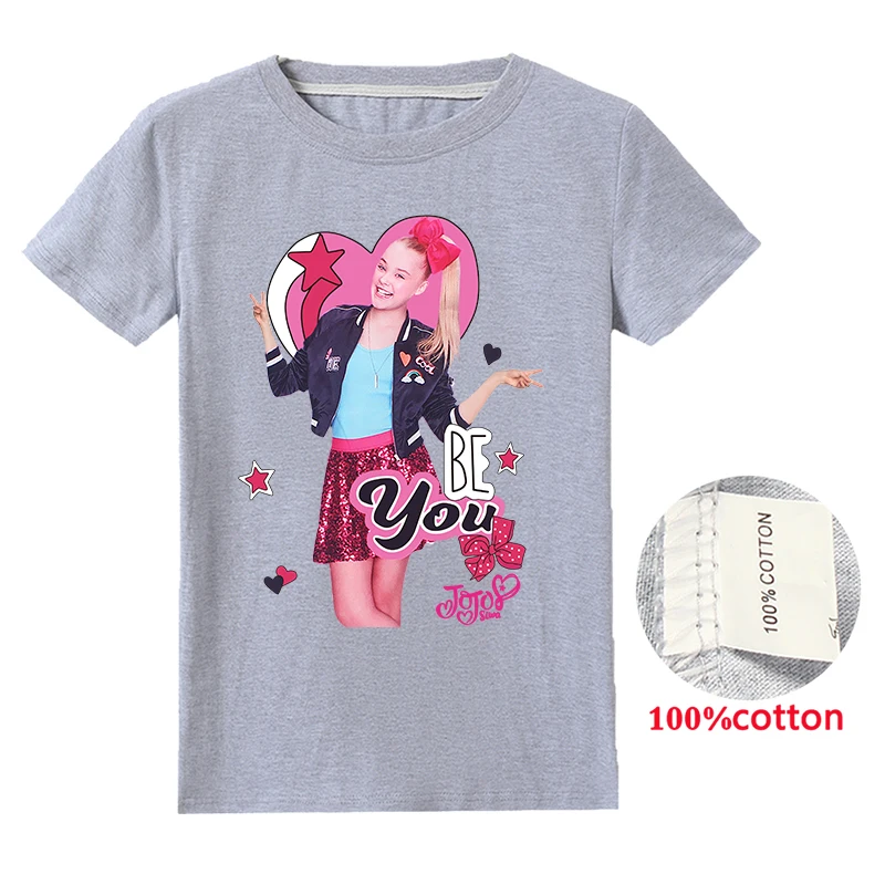 T1281 Одежда для девочек; детская футболка JoJo Siwa; детская хлопковая футболка с короткими рукавами; сезон лето-осень; футболки для малышей; Повседневная Рождественская футболка - Цвет: T1281