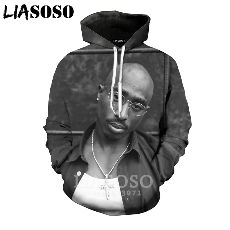 15 2pac толстовки LIASOSO забавные для мужчин и женщин Аниме Толстовка 3D принт Рэпер Хип Хоп с длинным рукавом Уличная Топ пуловер с круглым вырезом B182-10 - Цвет: 15