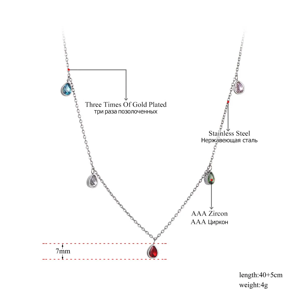 Lokaer, титана, нержавеющая сталь, Красочные капли воды, CZ Кристалл, колье, ожерелье s для женщин, девушек, богемное ожерелье с подвеской N19181