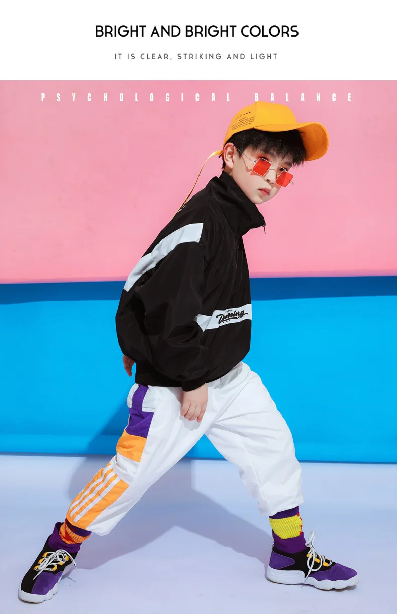 Children's Street Dance Wear Suit Loose Jacket+Pants 2 Piece Set Kids Girls Boys Hip Hop Costumes for Stage Performance 4-18T (8)