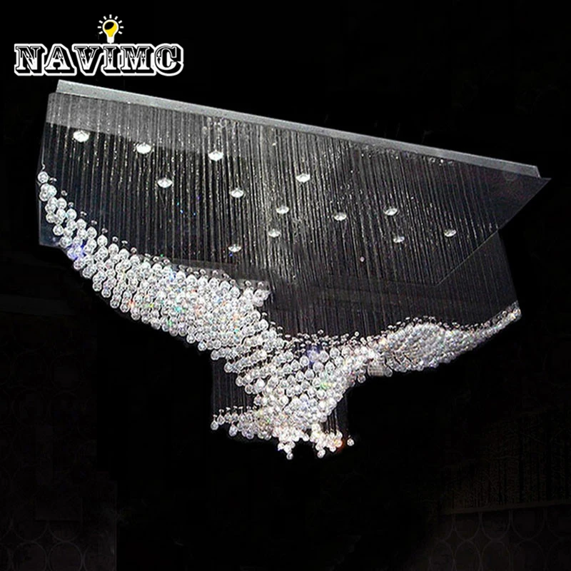 Дизайн Eagles, Роскошная Современная хрустальная люстра, освещение, Lustre Hall, светодиодный светильник Cristal L100xW55xH80CM