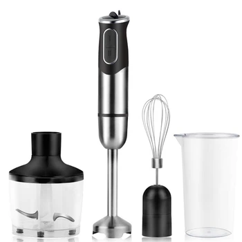 

4-in-1 Immersion Hand Blender Stick with 860ml Food Chopper 600ml Mixing Beaker Stainless Steel Whisk for Baby Food Soup Juicy