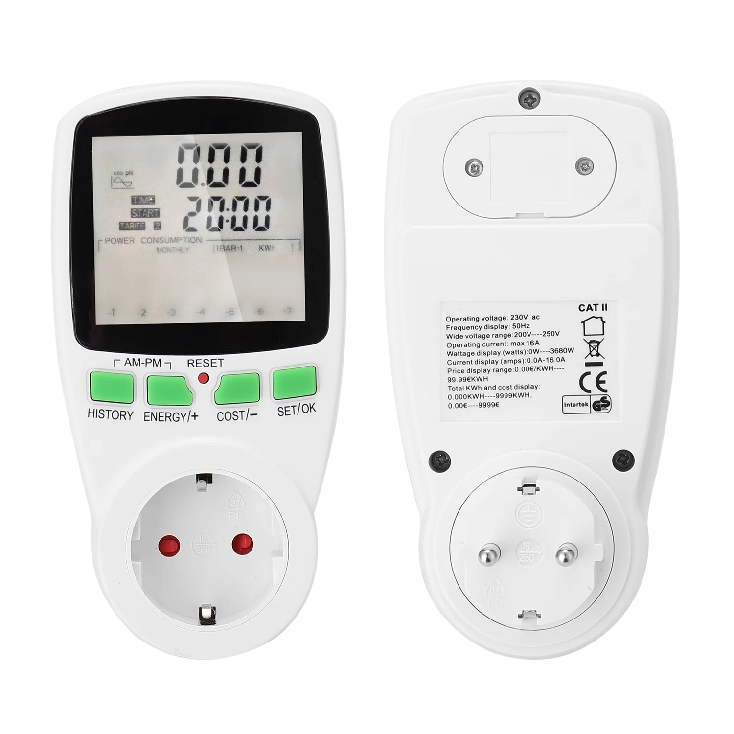 

AC Power Meters Digital Wattmeter Energy Meter Watt Monitor Electricity Cost Diagram Measuring Socket Analyzer