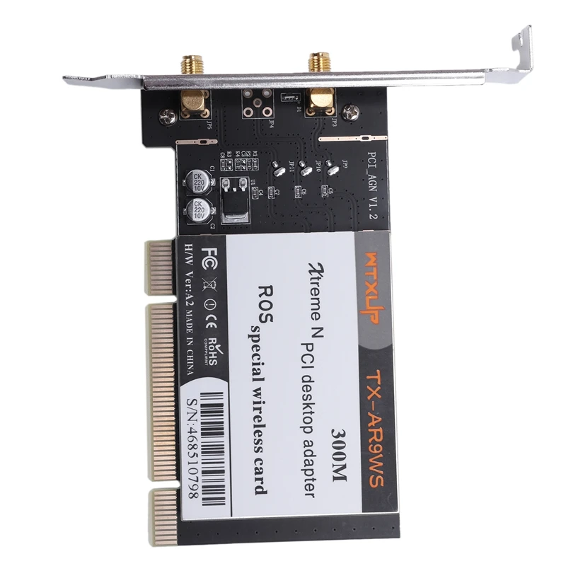 AR9220 802.11A/B/G/N 2,4 ГГц/5 ГГц 300 Мбит/с Настольный PCI WiFi адаптер Беспроводная сетевая карта для ROS/Windows 7/8/10
