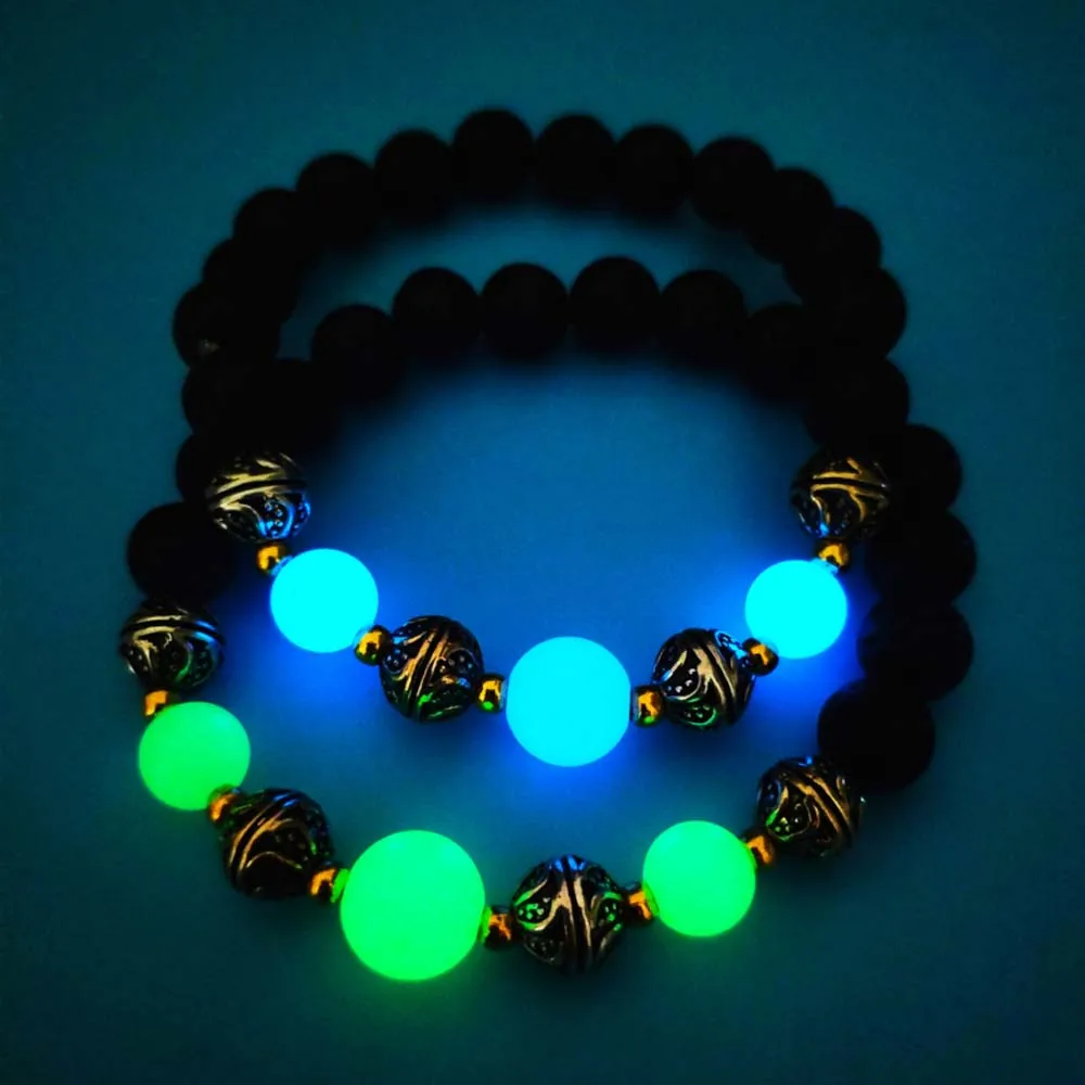 Pulsera luminosa elástica de piedra natural de 0.315 in que brilla  intensamente de las pulseras fluorescentes de la manera simple